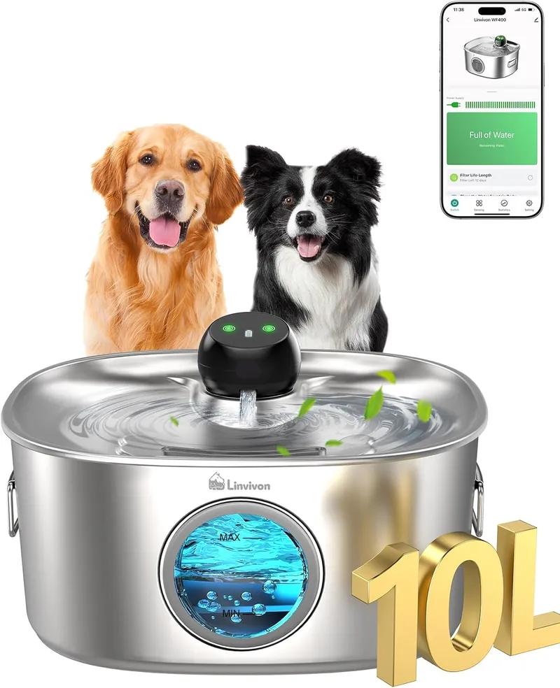Linvivon Dog Water Bowl Dispenser